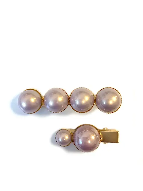 2-piece Pearl Clip Pink